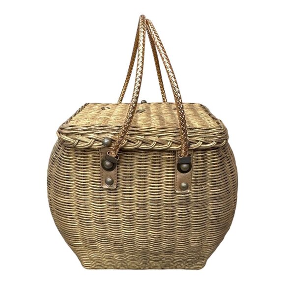 Vintage Midas Of Miami Artisan Horse Handbag Woven Wicker Equestrian Purse Gift - Picture 9 of 13